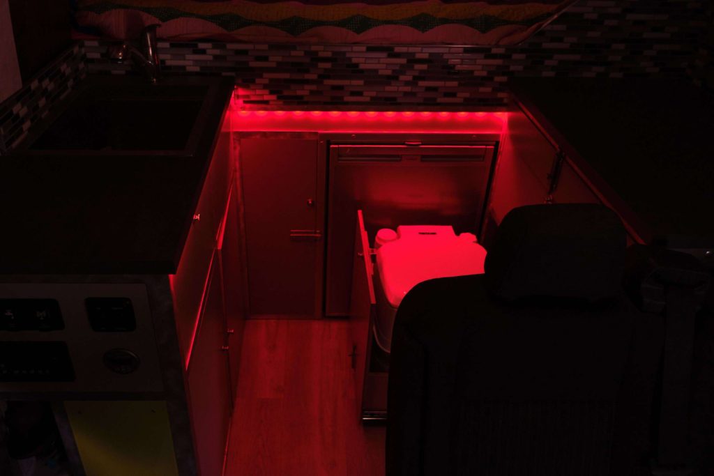 Ford Transit camper van build interior color LED lights