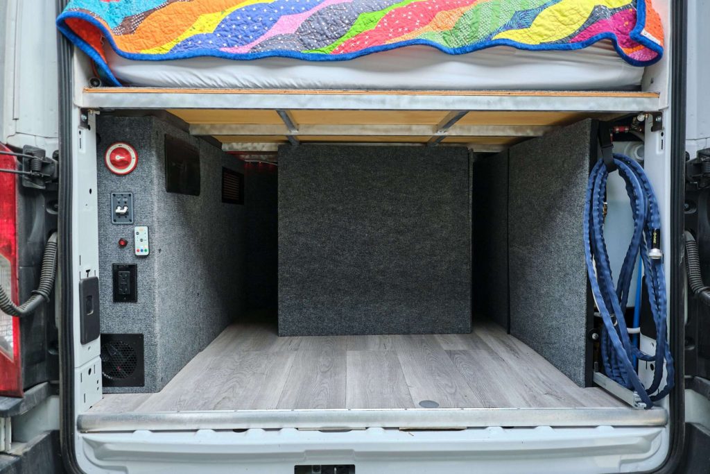 Ford Transit camper van build garage space