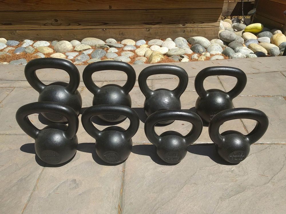 set of kettlebells for climbing training