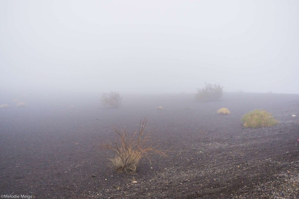 Ubehebe crater in fog