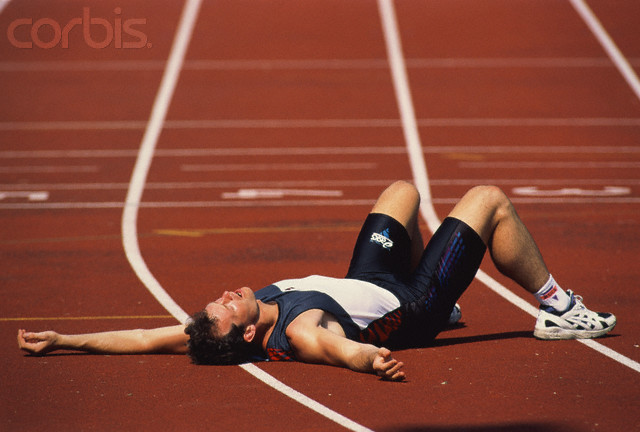exhausted runner at end of race