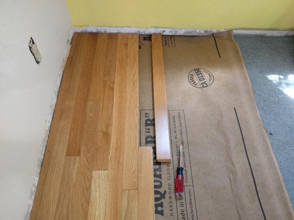 installing hardwood floor end of row