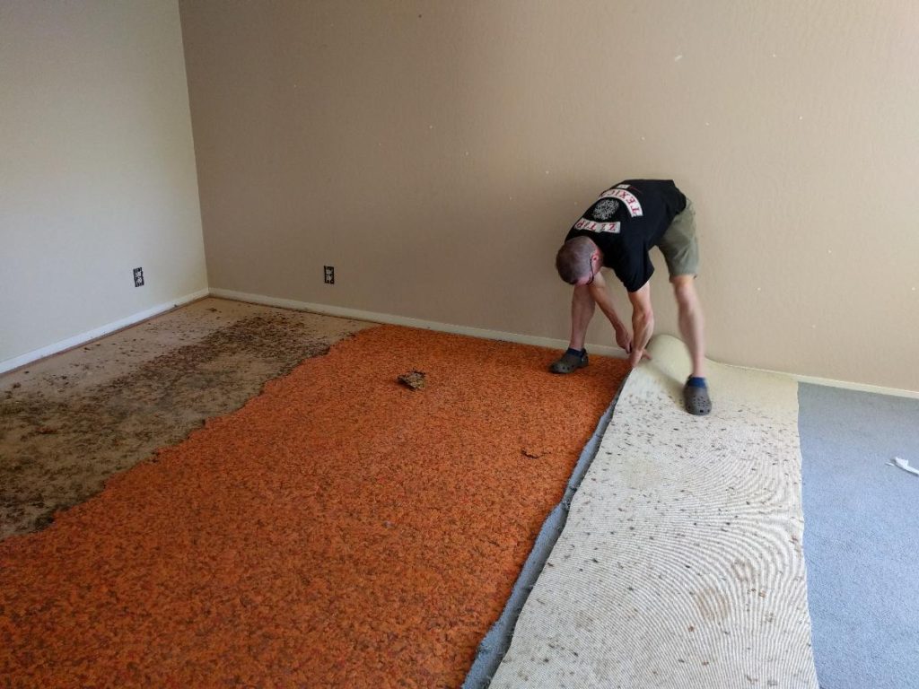 installing hardwood floor ripping carpet