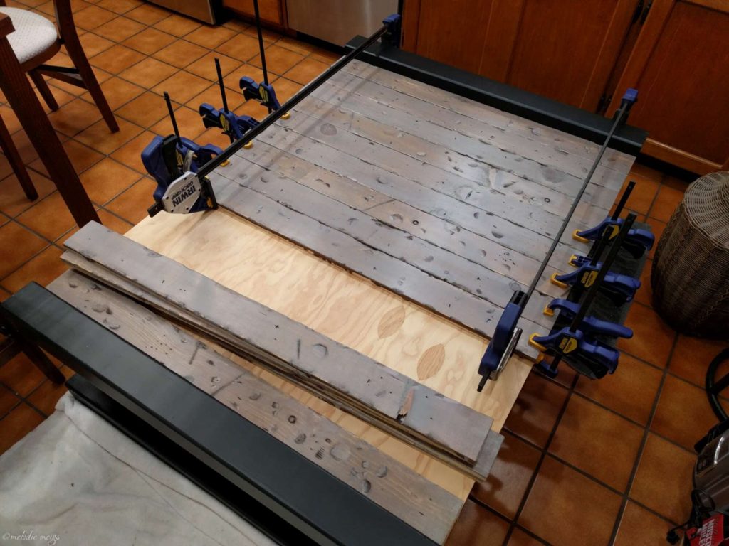 how to distress wood for a kitchen island clamping