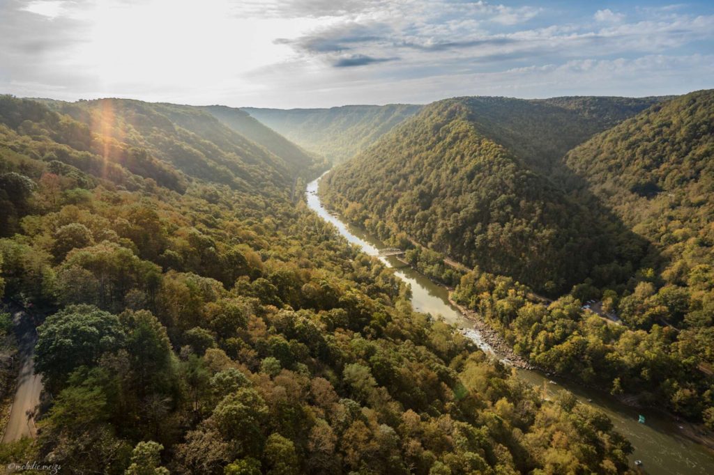 New River Gorge climbing view from bridge