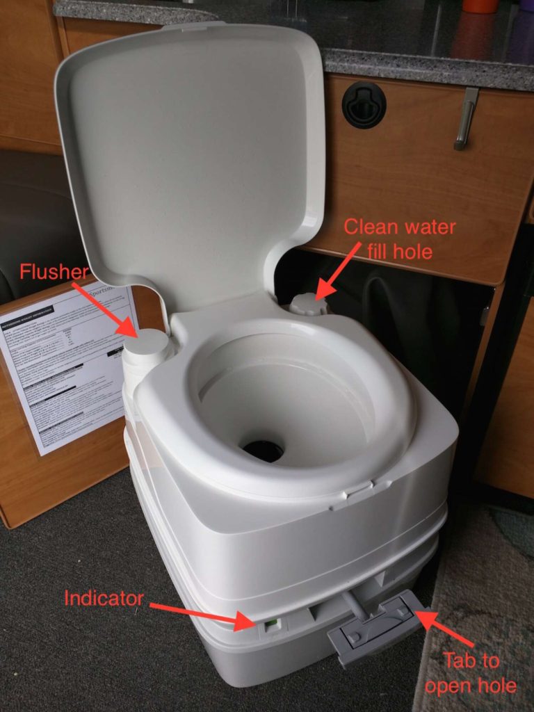 How to operate and clean an RV port-a-potty