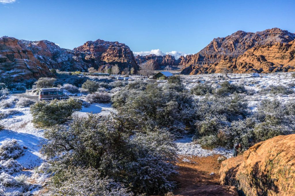 snow at snow canyon state park, UT