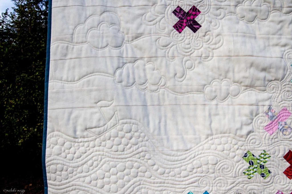 wholecloth quilt wave boat close-up